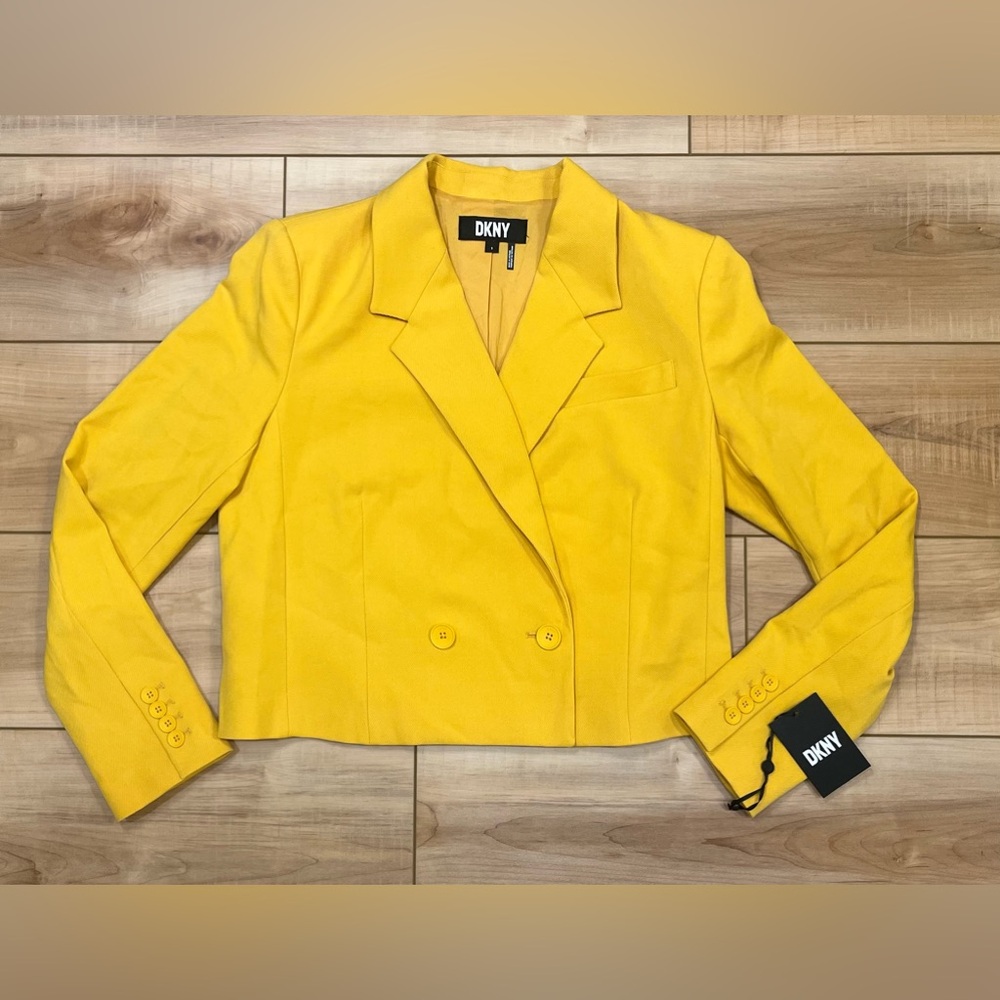 NWT DKNY Yellow Double-Breasted Blazer Size Small - Picture 1 of 12